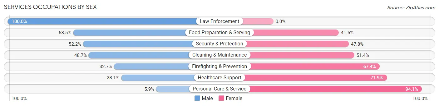 Services Occupations by Sex in Zip Code 52247