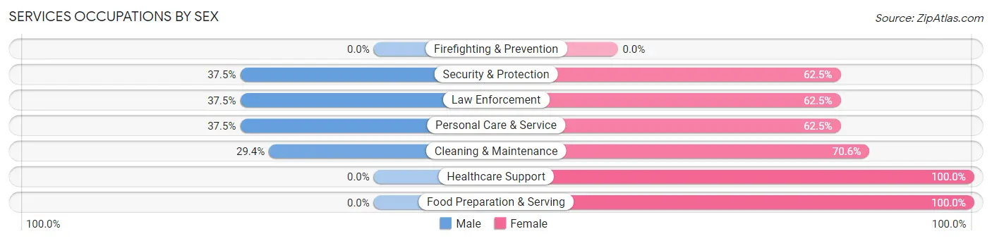 Services Occupations by Sex in Zip Code 52248