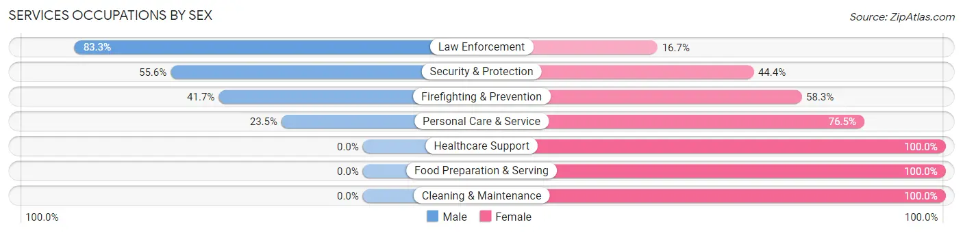 Services Occupations by Sex in Zip Code 52306