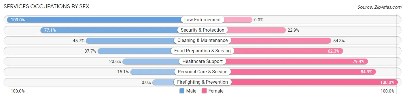 Services Occupations by Sex in Zip Code 52317