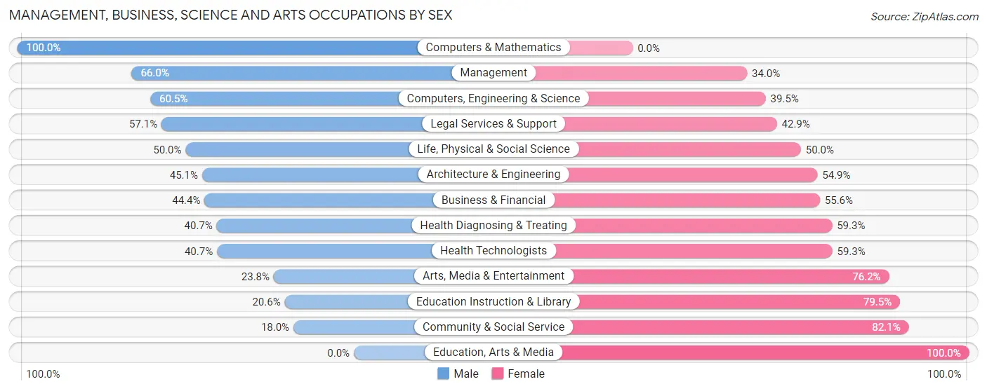 Management, Business, Science and Arts Occupations by Sex in Zip Code 52328