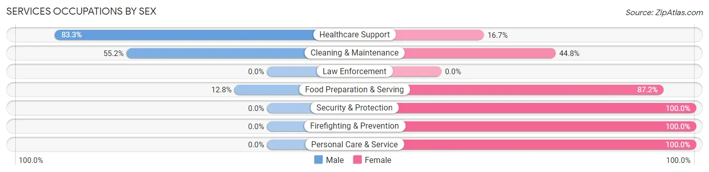 Services Occupations by Sex in Zip Code 52328