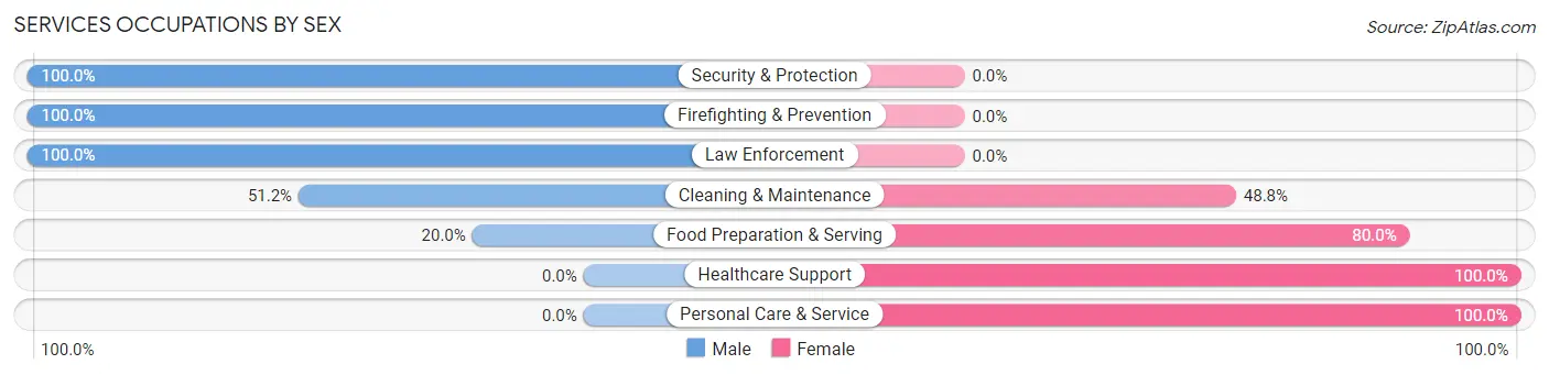 Services Occupations by Sex in Zip Code 52336