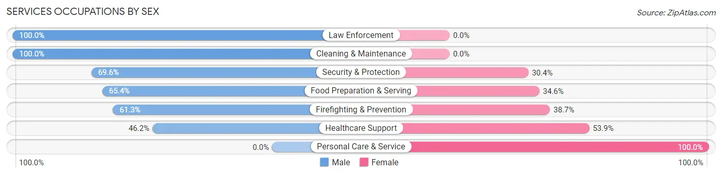 Services Occupations by Sex in Zip Code 52340
