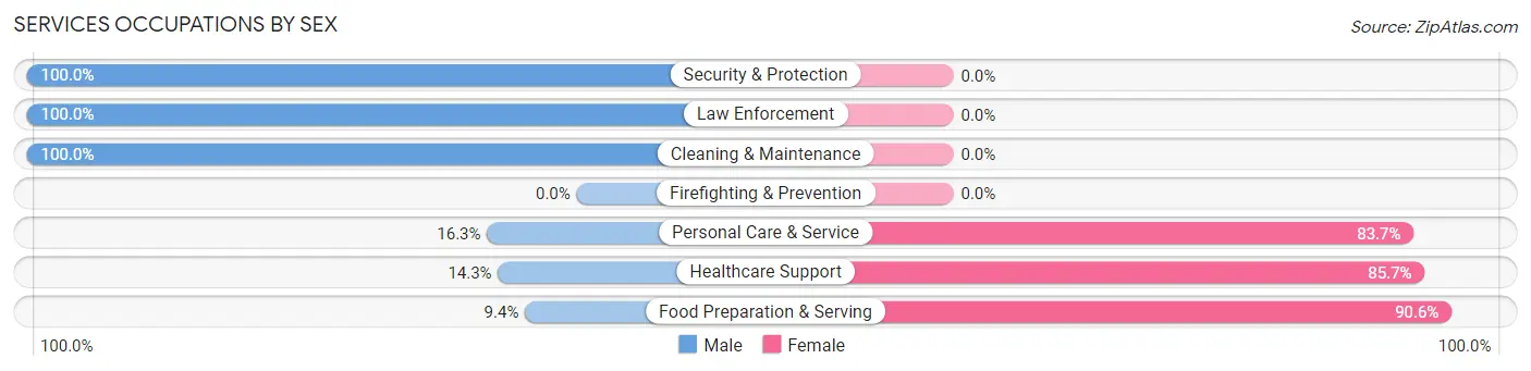 Services Occupations by Sex in Zip Code 52345