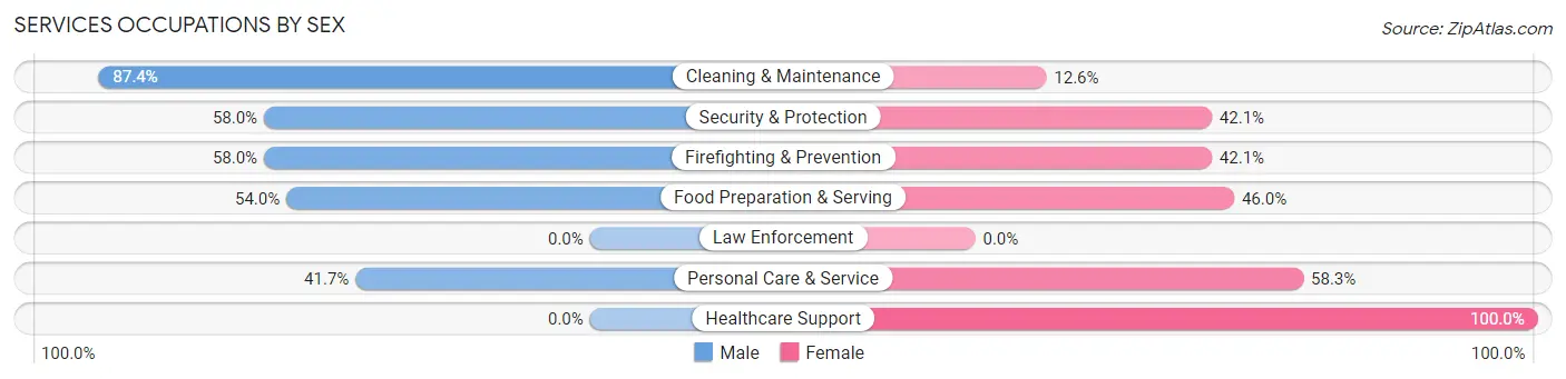 Services Occupations by Sex in Zip Code 52361