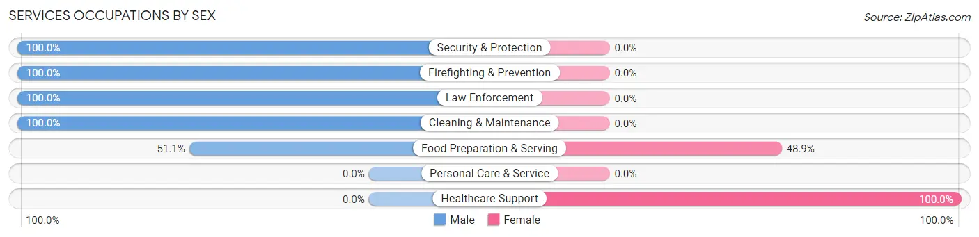 Services Occupations by Sex in Zip Code 52401