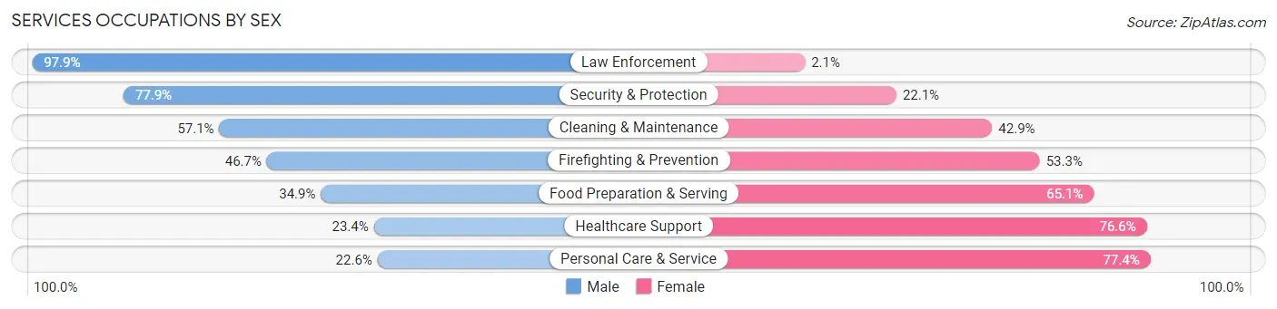 Services Occupations by Sex in Zip Code 52404