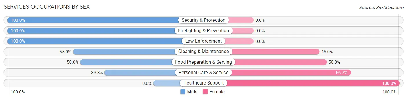 Services Occupations by Sex in Zip Code 52530
