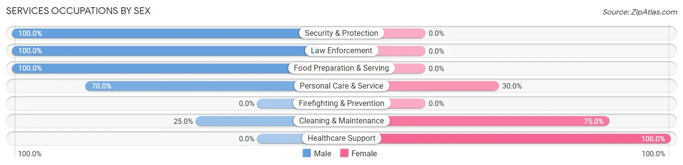 Services Occupations by Sex in Zip Code 52540
