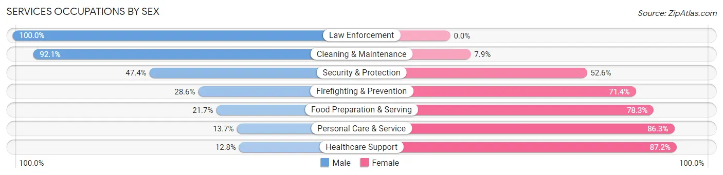 Services Occupations by Sex in Zip Code 52544