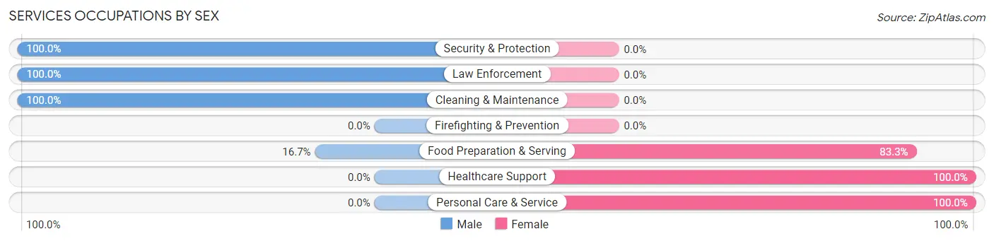 Services Occupations by Sex in Zip Code 52549