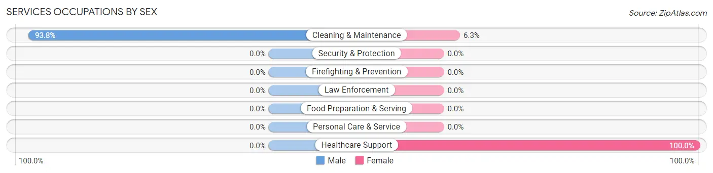 Services Occupations by Sex in Zip Code 52566