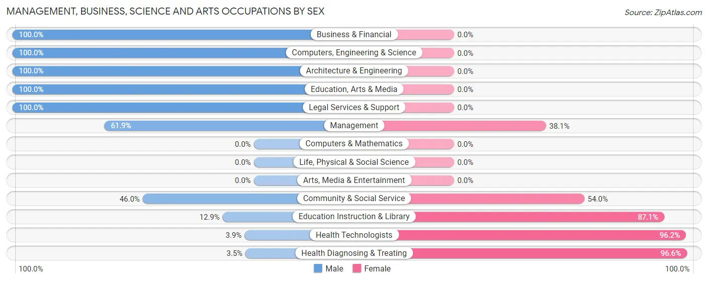 Management, Business, Science and Arts Occupations by Sex in Zip Code 52580
