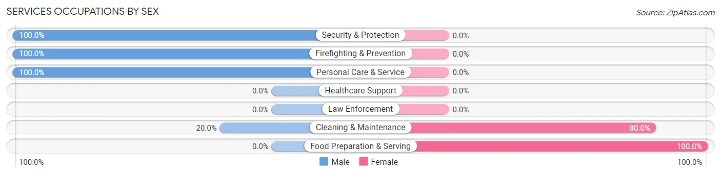 Services Occupations by Sex in Zip Code 52584
