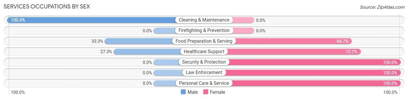 Services Occupations by Sex in Zip Code 52621