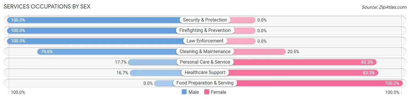 Services Occupations by Sex in Zip Code 52625