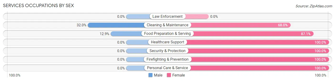 Services Occupations by Sex in Zip Code 52626