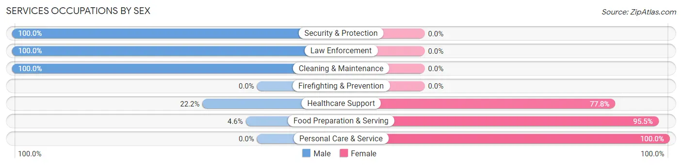 Services Occupations by Sex in Zip Code 52635