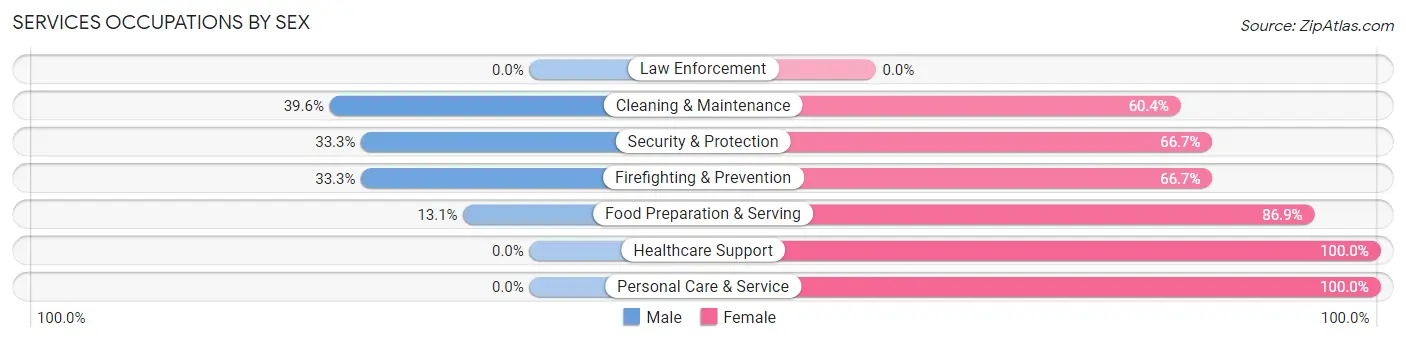 Services Occupations by Sex in Zip Code 52653