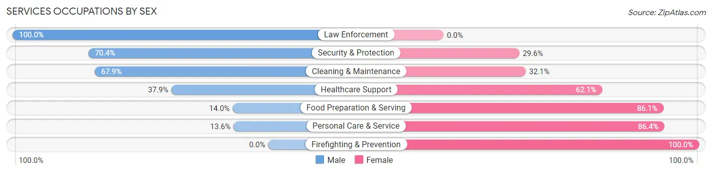 Services Occupations by Sex in Zip Code 52655