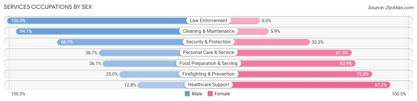 Services Occupations by Sex in Zip Code 52726