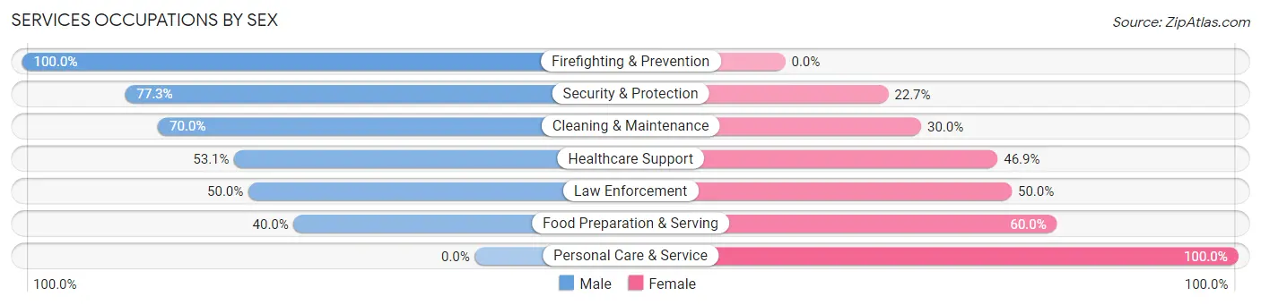 Services Occupations by Sex in Zip Code 52755