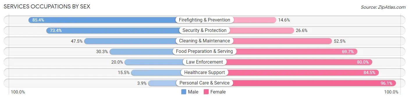 Services Occupations by Sex in Zip Code 52761