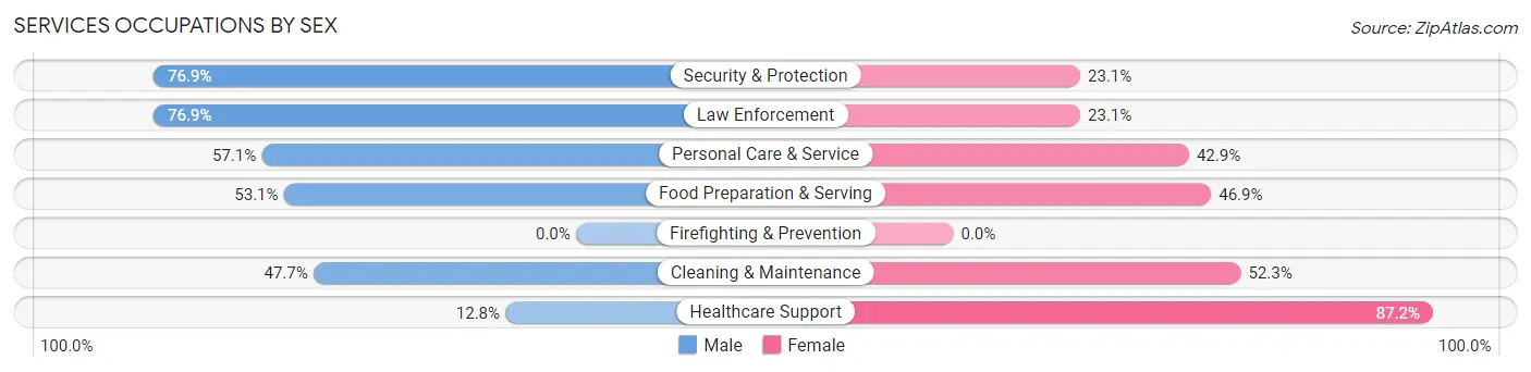Services Occupations by Sex in Zip Code 53011