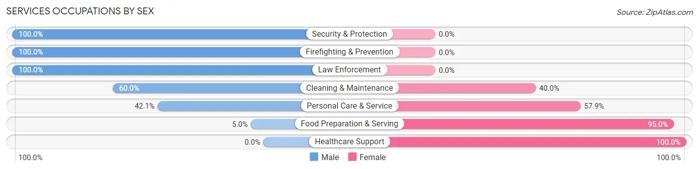 Services Occupations by Sex in Zip Code 53019