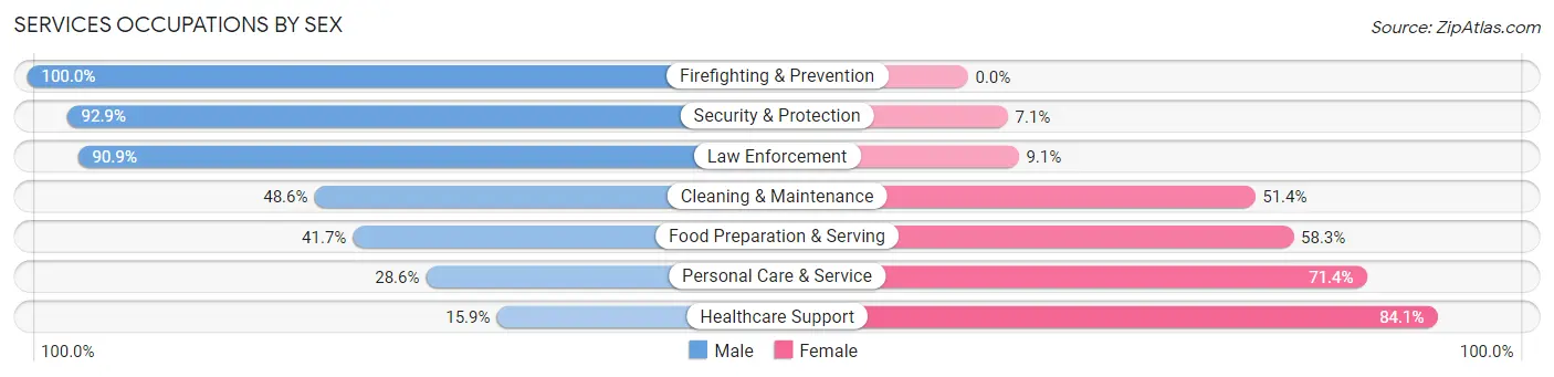 Services Occupations by Sex in Zip Code 53020