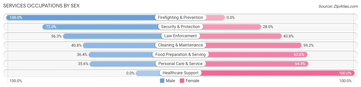 Services Occupations by Sex in Zip Code 53021