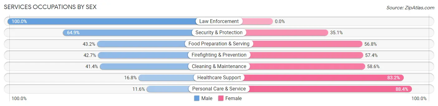 Services Occupations by Sex in Zip Code 53027