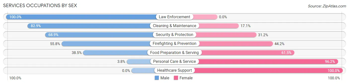Services Occupations by Sex in Zip Code 53029