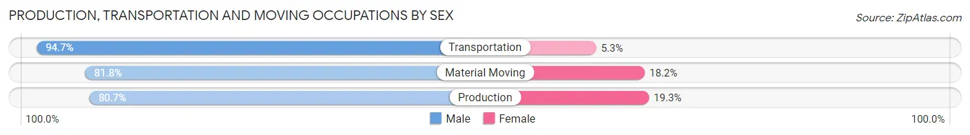 Production, Transportation and Moving Occupations by Sex in Zip Code 53032