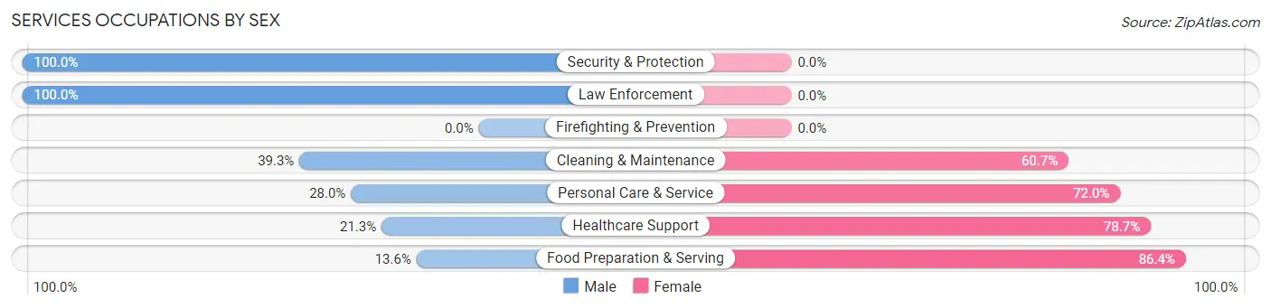 Services Occupations by Sex in Zip Code 53034