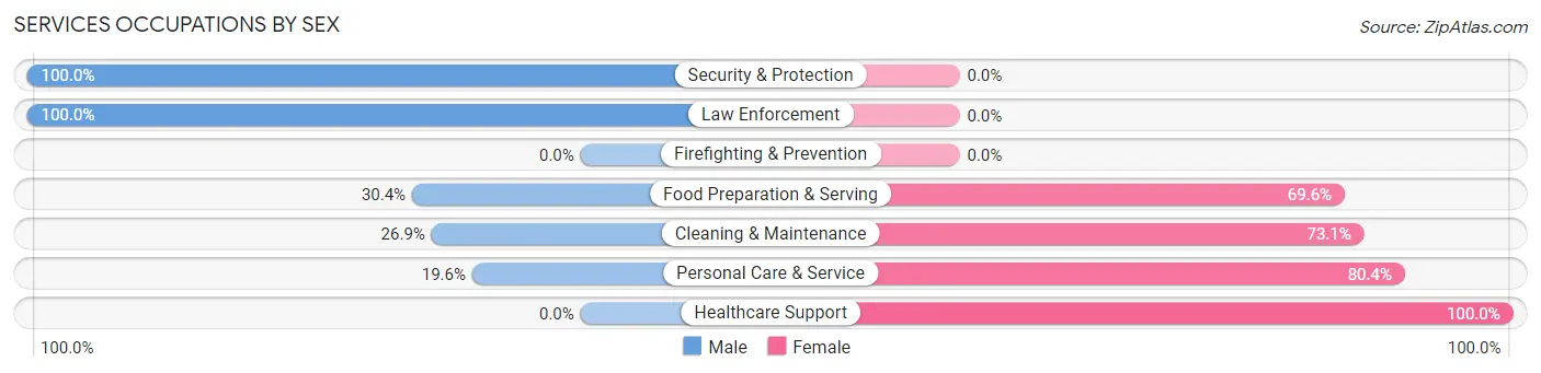 Services Occupations by Sex in Zip Code 53035