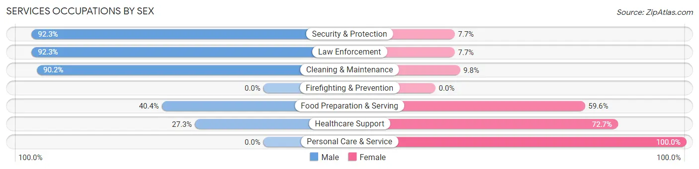Services Occupations by Sex in Zip Code 53048