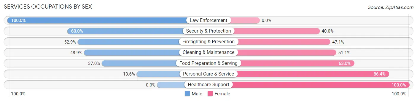 Services Occupations by Sex in Zip Code 53058
