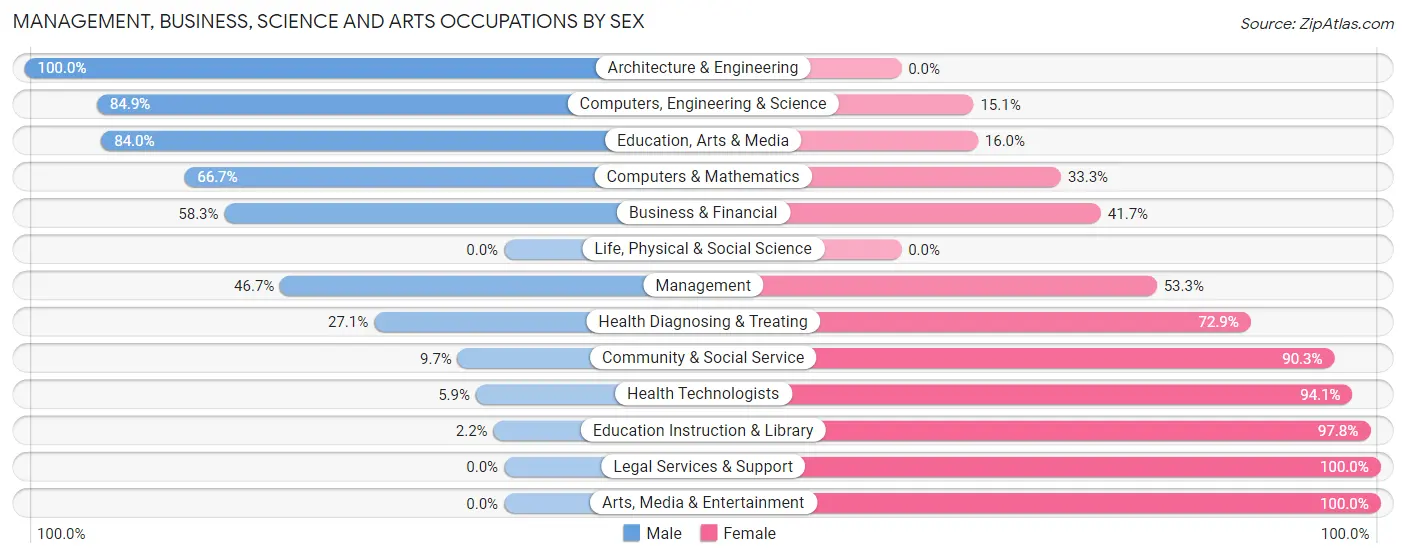 Management, Business, Science and Arts Occupations by Sex in Zip Code 53061