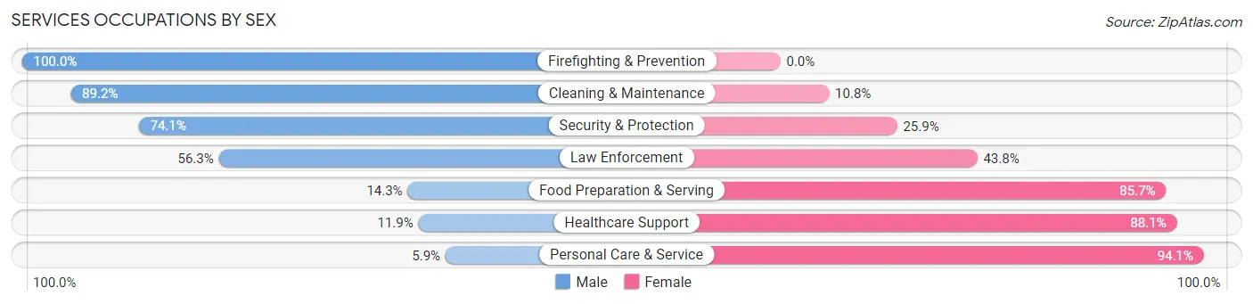 Services Occupations by Sex in Zip Code 53065