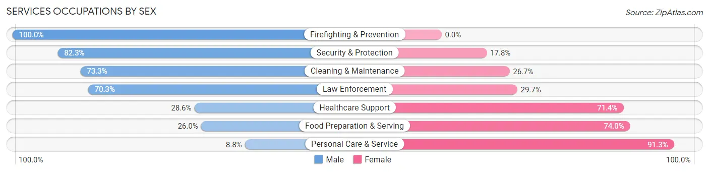 Services Occupations by Sex in Zip Code 53066