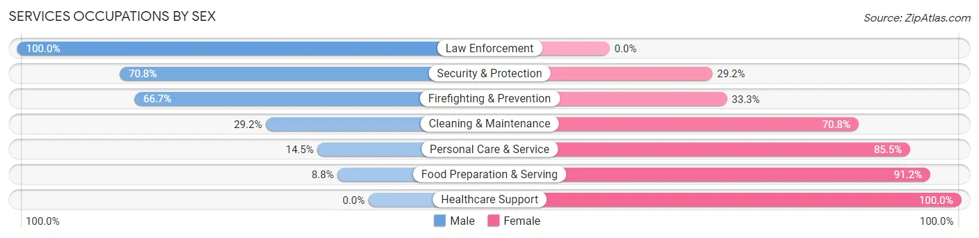 Services Occupations by Sex in Zip Code 53075