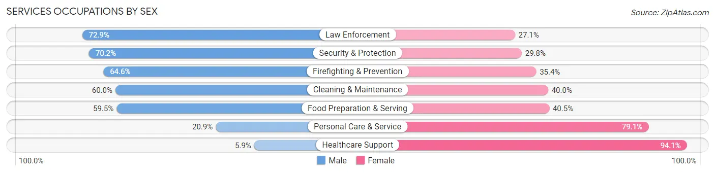 Services Occupations by Sex in Zip Code 53081