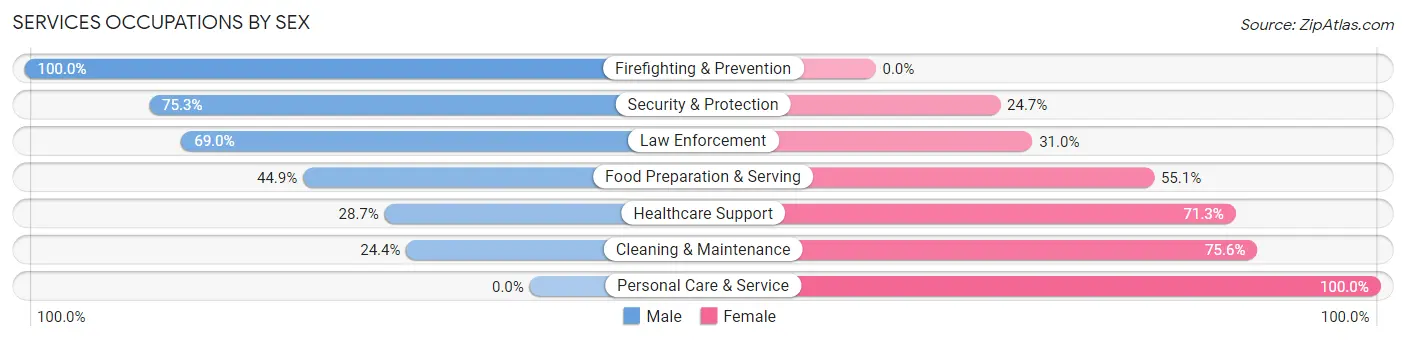 Services Occupations by Sex in Zip Code 53086