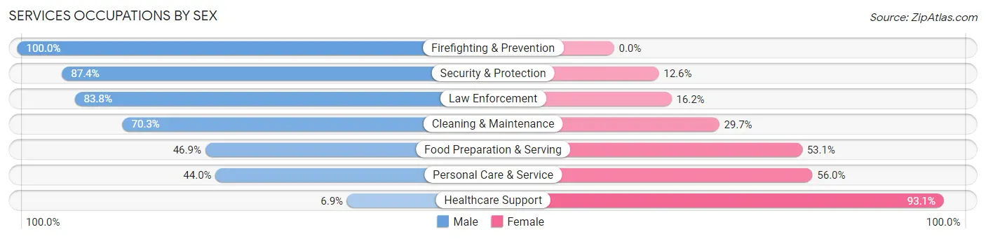 Services Occupations by Sex in Zip Code 53089