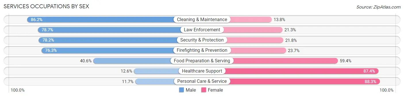 Services Occupations by Sex in Zip Code 53090