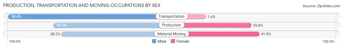 Production, Transportation and Moving Occupations by Sex in Zip Code 53091