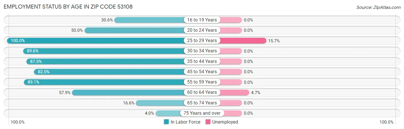 Employment Status by Age in Zip Code 53108