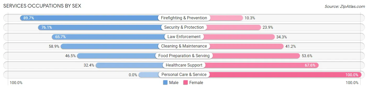 Services Occupations by Sex in Zip Code 53110